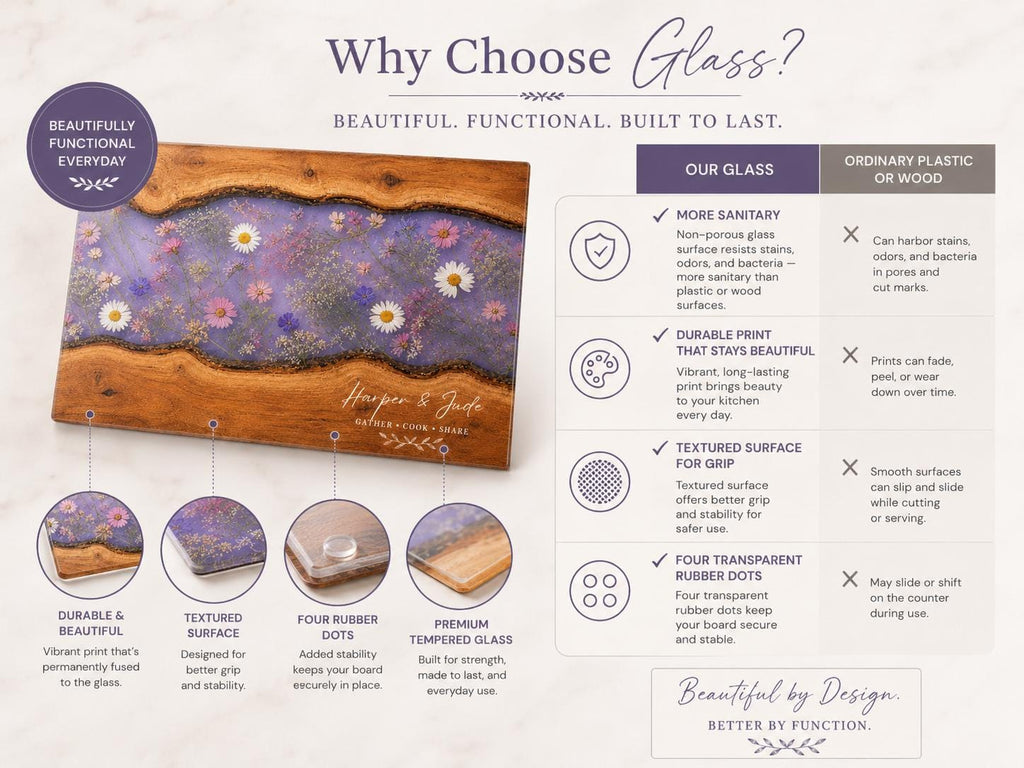 Custom Cutting Board: Blue Resin Style - Tempered Glass, Personalized