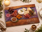 Personalized Floral Cutting Board, Purple Wildflower Glass Board, Custom Kitchen Gift for Housewarming