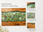 Custom Chopping Board with Names, Mint Floral Glass Cutting Board, Personalized Kitchen Gift