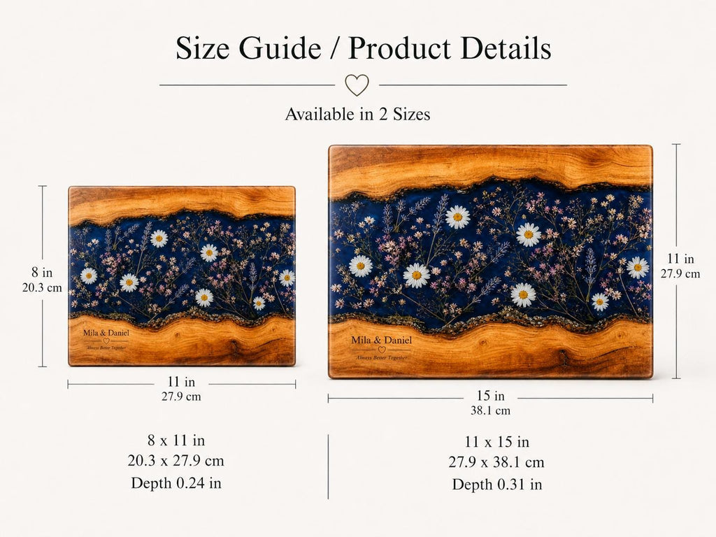 Personalized Glass Cutting Board: Blue Resin Look with Gold Accents