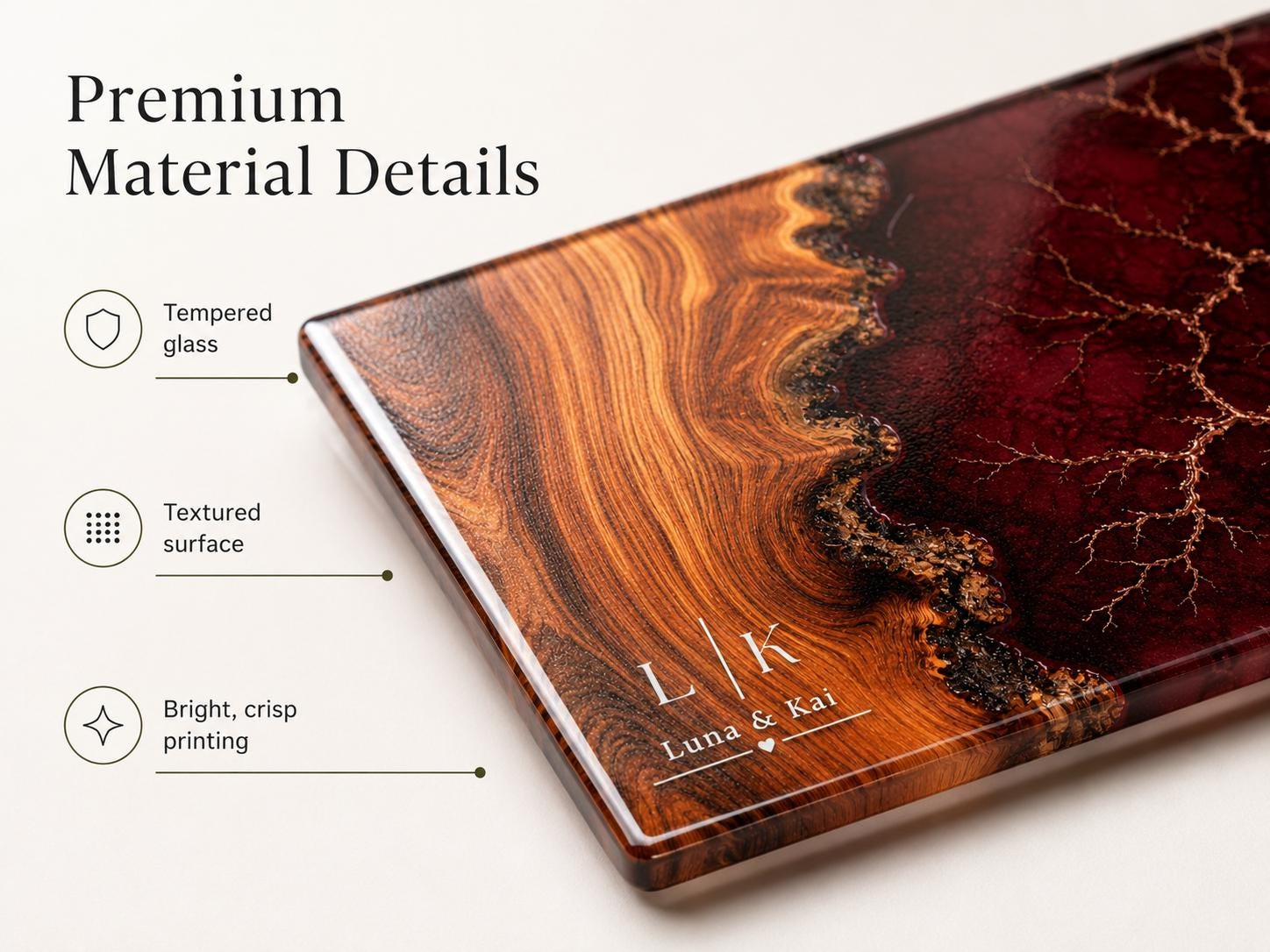 Purple Geode Glass Cutting Board - Personalized with Couple Names