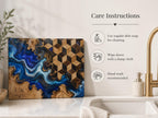 Personalized Glass Cutting Board, Blue Resin & Wood Design (8x11 or 11x15)