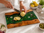 Custom Cutting Board: Blue Resin Style - Personalized Names