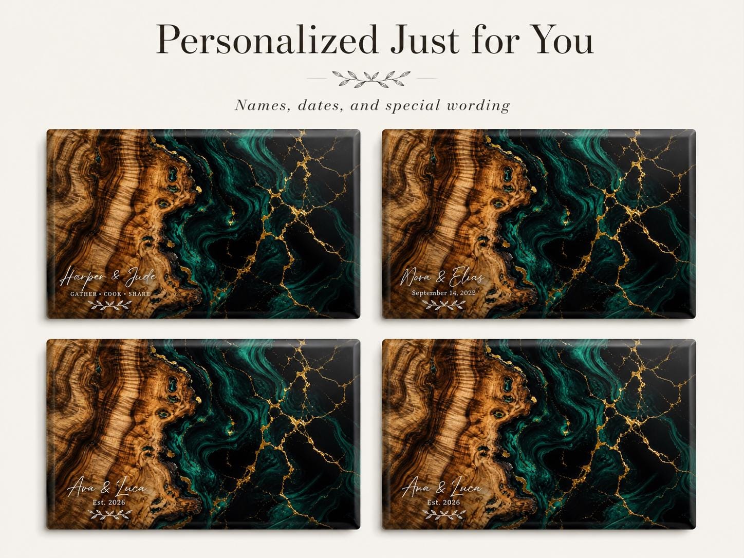 Personalized Cutting Board, Emerald Black Chopping Board, Custom Kitchen Gift