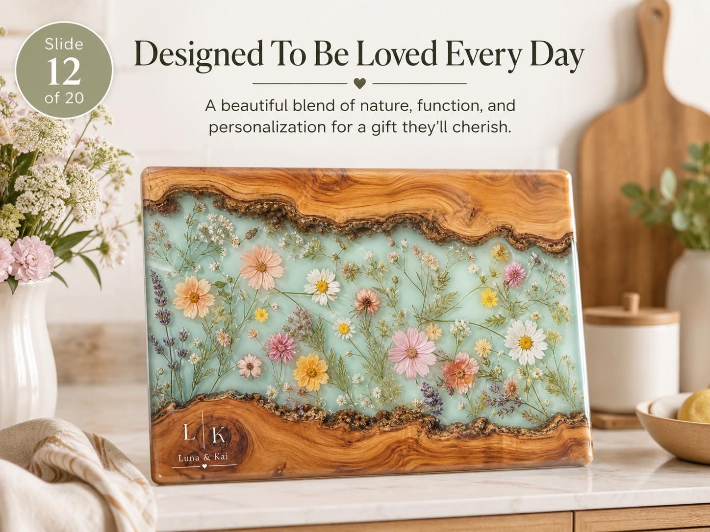 Personalized Charcuterie Board, Monogram Floral Cutting Board, Couple Gift