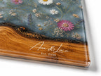 Personalized Cutting Board, Blue Floral Cheese Board, Custom Kitchen Gift