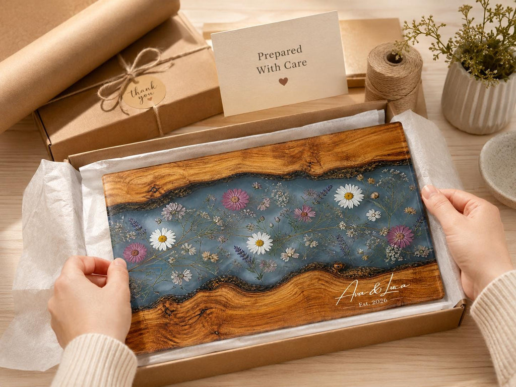 Personalized Cutting Board, Blue Floral Cheese Board, Custom Kitchen Gift