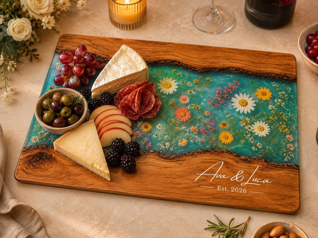 Personalized Cutting Board, Wildflower Chopping Board, Floral Kitchen Gift
