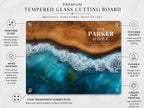 Custom Glass Cutting Board - Purple Geode Design with Couple Names