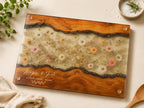 Couples Personalized Cutting Board, Blue Resin and Wood Grain (Custom Names)