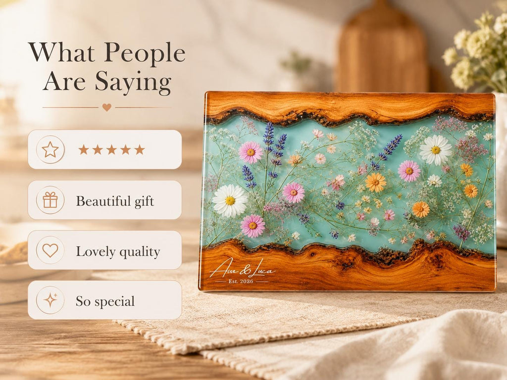 Botanical Cutting Board, Personalized Charcuterie Board, Wildflower Kitchen Gift