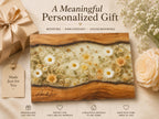 Personalized Floral Cutting Board, Neutral Daisy Glass Board, Custom Wedding Kitchen Gift
