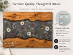 Personalized Charcuterie Board, Gray Floral Cutting Board, Housewarming Gift
