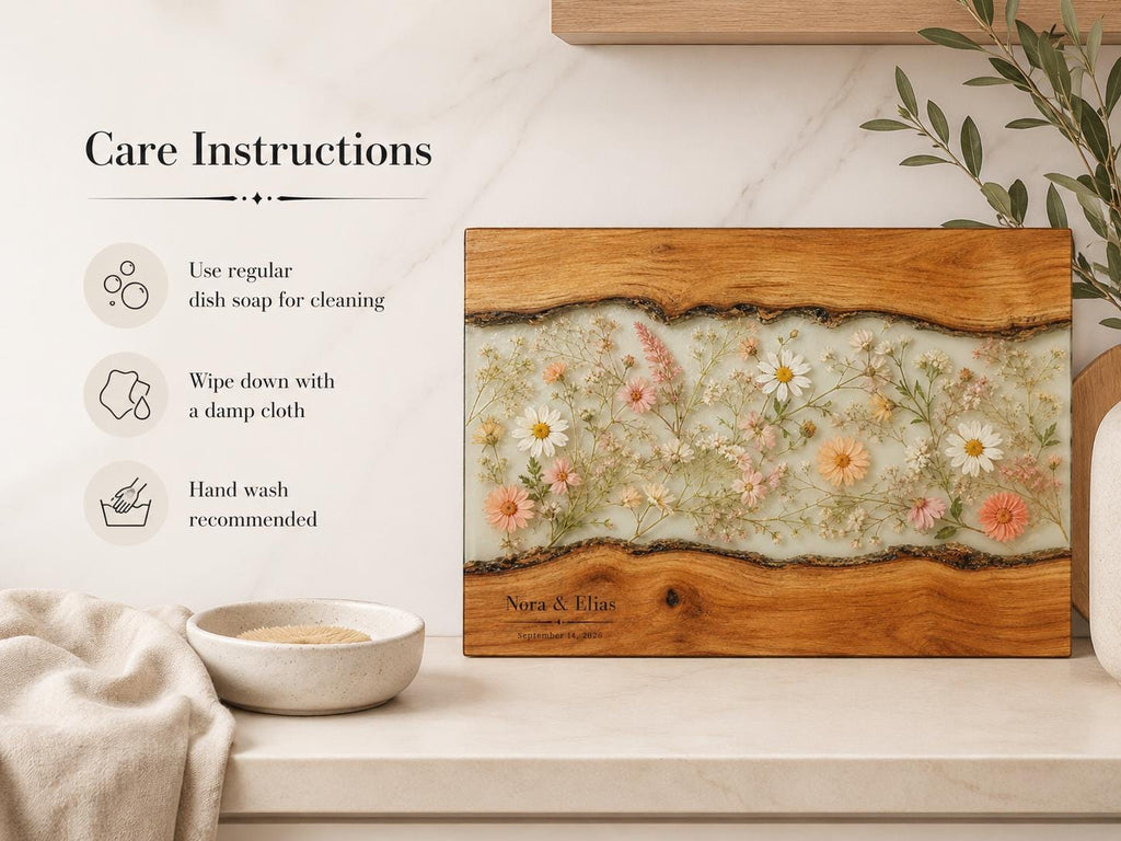 Personalized Cutting Board, Ivory Floral Cheese Board, Wedding Gift Idea