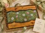 Custom Glass Cutting Board - Blue Resin Style with Gold Details