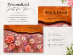 Personalized Glass Cutting Board, Pink Floral Tempered Glass Board, Custom Couple Wedding Gift
