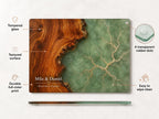 Personalized Charcuterie Board, Green Marble Glass Cutting Board, Custom Couple Gift