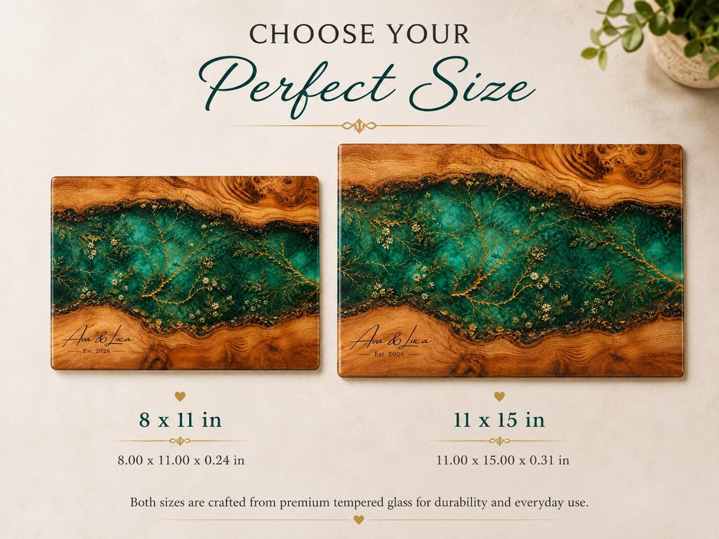 Glass Cutting Board: Custom Purple Geode Style - Personalized Names