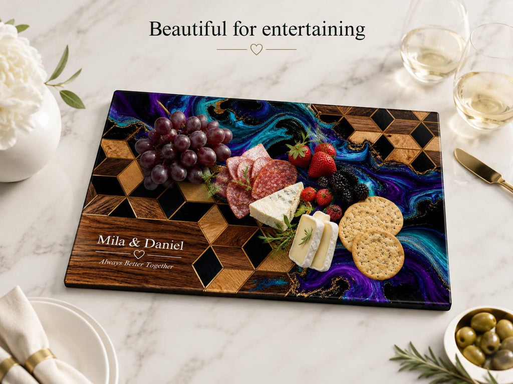 Purple Geode Glass Cutting Board - Personalized Kitchen Decor