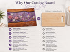 Personalized Floral Cutting Board, Purple Wildflower Glass Board, Custom Kitchen Gift for Housewarming