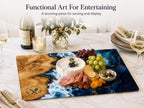 Personalized Glass Cutting Board: Purple Geode Design with Names