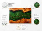 Personalized Emerald Geode Glass Board, Custom Family Kitchen Decor, Wood Look Housewarming Gift