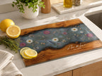 Personalized Cutting Board, Blue Floral Cheese Board, Custom Kitchen Gift