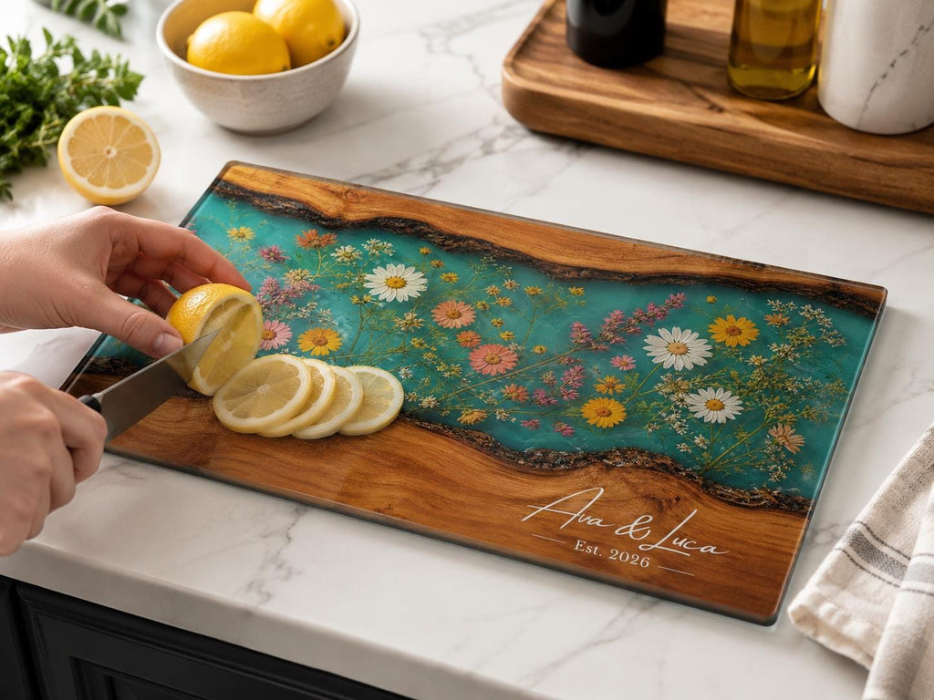 Personalized Cutting Board, Wildflower Chopping Board, Floral Kitchen Gift