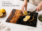 Personalized Glass Cutting Board, Purple Geode, Gold Accents (2 Sizes)