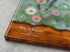 Glass Charcuterie Board: Personalized Blue Resin Design (Two Sizes)