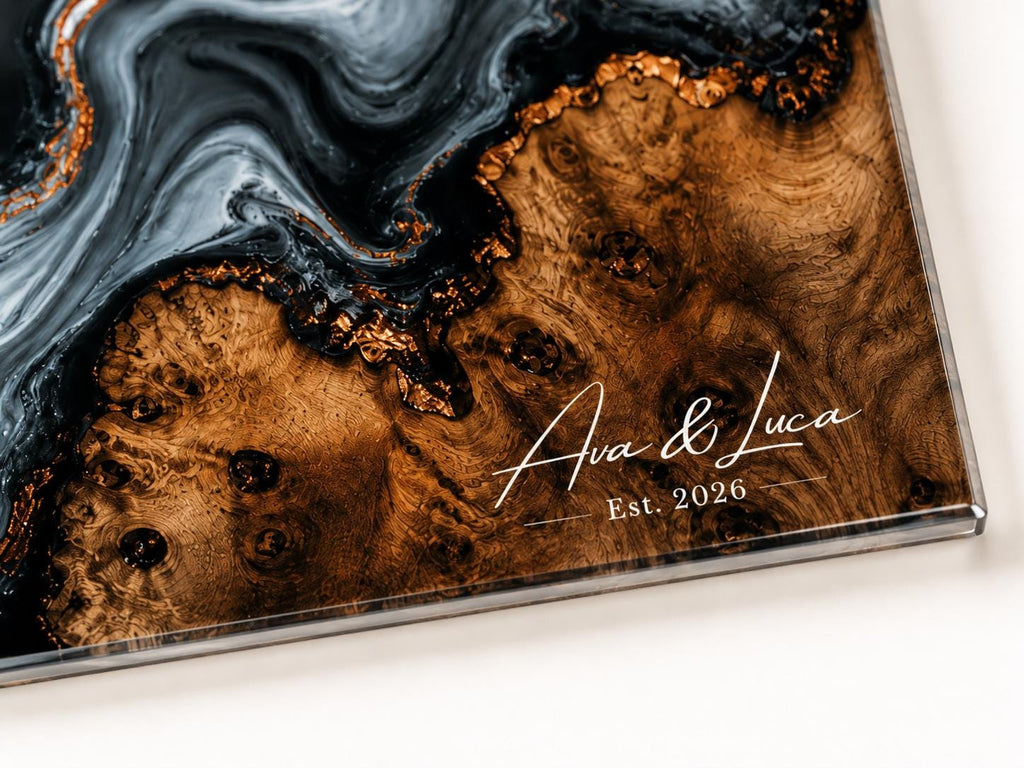 Personalized Chopping Board, Black Marble Glass Cutting Board, Custom Kitchen Gift