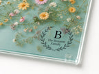 Personalized Glass Cutting Board: Blue Resin Look with Gold Accents