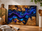 Personalized Glass Charcuterie Board, Blue Purple Galaxy Serving Board, Custom Couple Name Cutting Board Gift