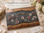 Personalized Floral Cutting Board, Dark Wildflower Glass Board, Custom Couple Kitchen Gift
