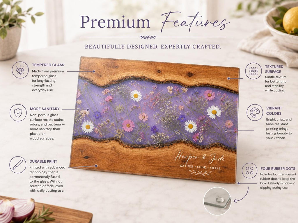 Custom Cutting Board: Blue Resin Style - Tempered Glass, Personalized