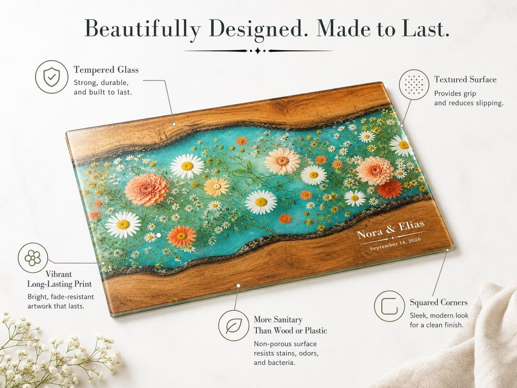 Floral Cutting Board, Personalized Charcuterie Board, Custom Kitchen Gift