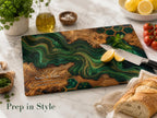 Custom Glass Cutting Board: Purple Geode Style - Personalized Names