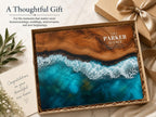 Custom Glass Cutting Board - Purple Geode Design with Couple Names