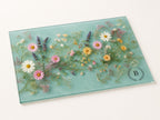 Personalized Glass Cutting Board: Blue Resin Look with Gold Accents