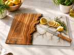 Custom Glass Cutting Board - Purple Geode Design with Gold Accents