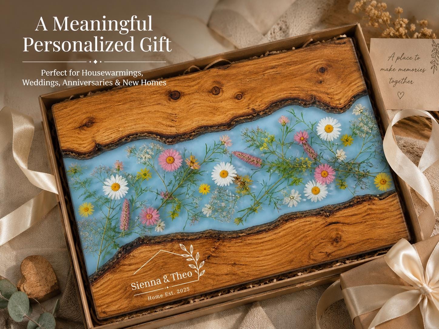 Housewarming Gift Cutting Board, Personalized Floral Board, Custom Kitchen Gift