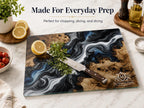 Personalized Glass Cutting Board - Purple Geode Art with Custom Names
