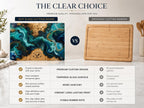 Personalized Glass Cutting Board - Blue Resin Style with Gold Details