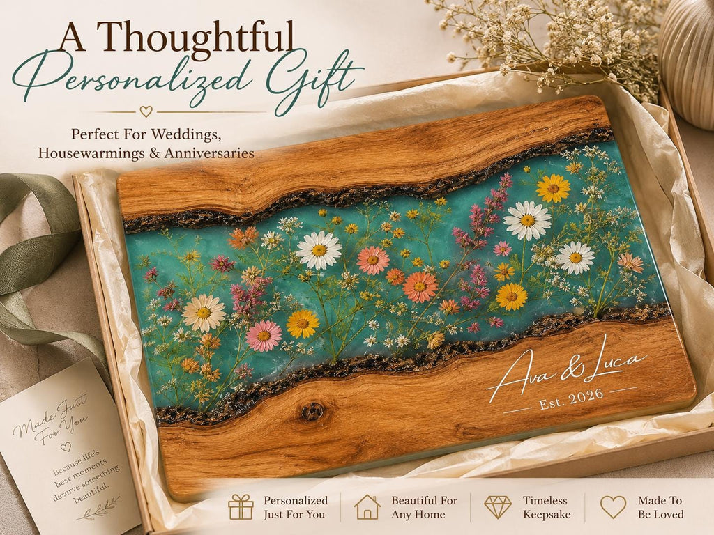 Personalized Cutting Board, Wildflower Chopping Board, Floral Kitchen Gift