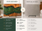 Personalized Emerald Geode Glass Board, Custom Family Kitchen Decor, Wood Look Housewarming Gift