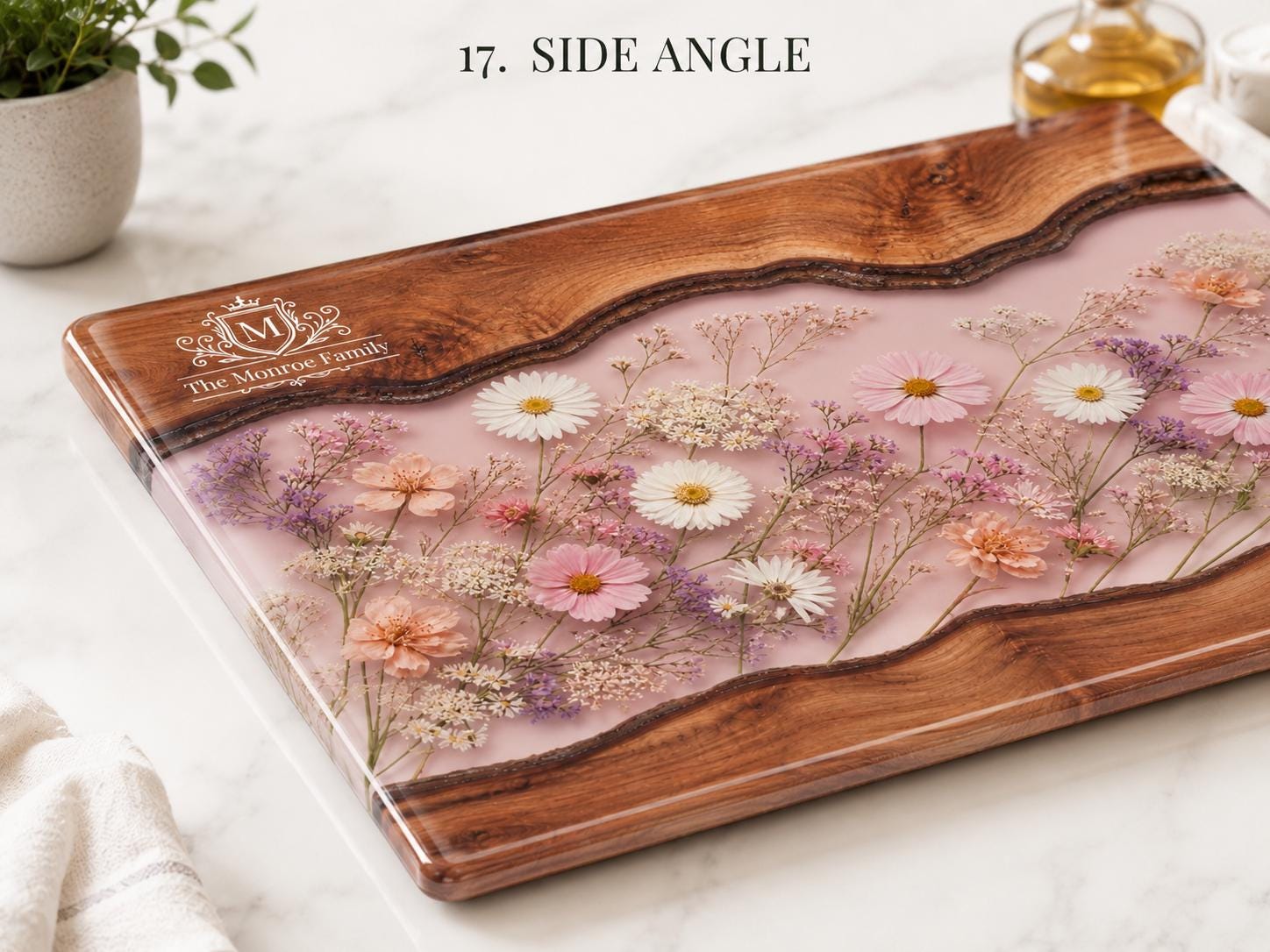 Glass Cutting Board: Purple Geode Art - Personalized with Names