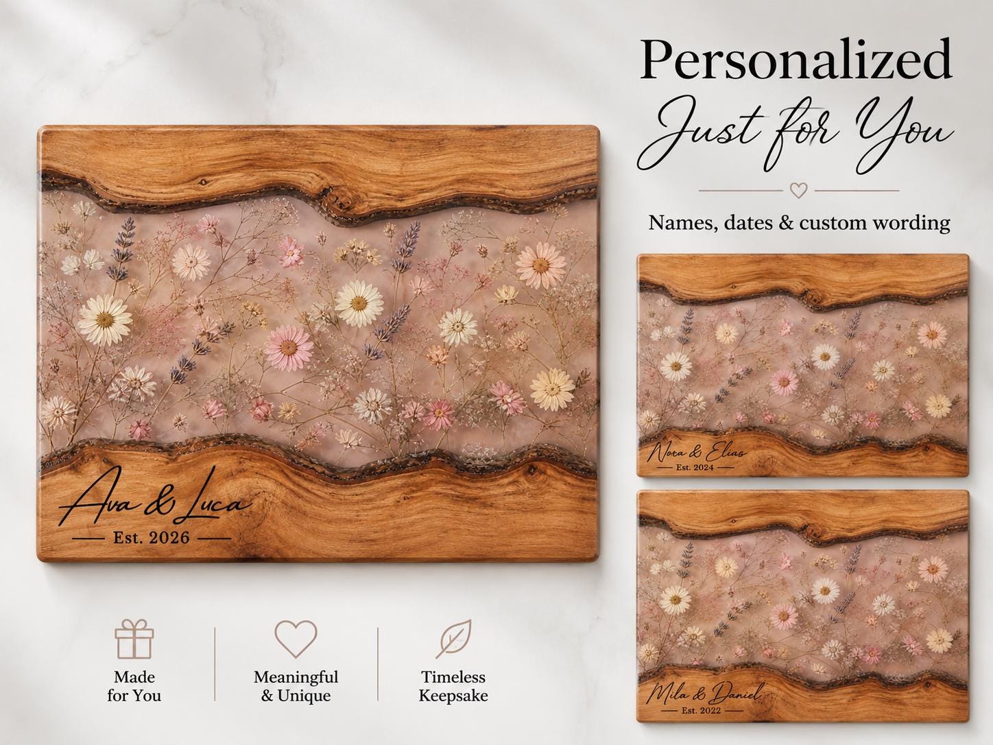 Glass Cutting Board: Custom Blue Resin Design (Personalized Kitchen Decor)