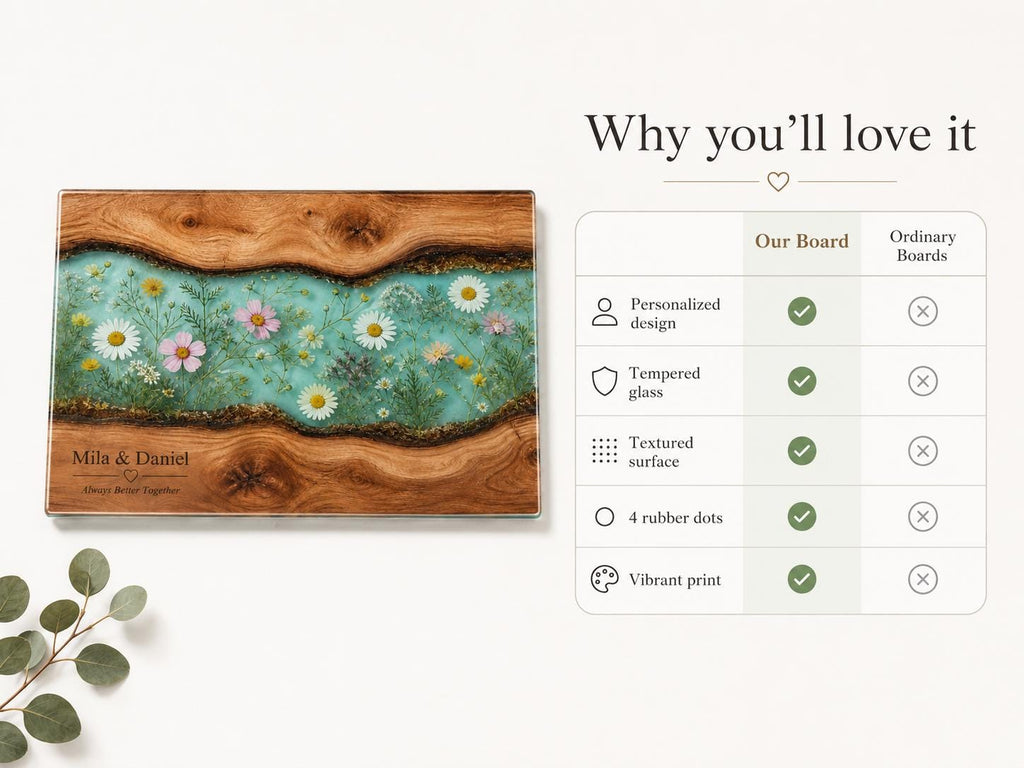 Personalized Cheese Board, Floral Cutting Board, Custom Couple Kitchen Gift