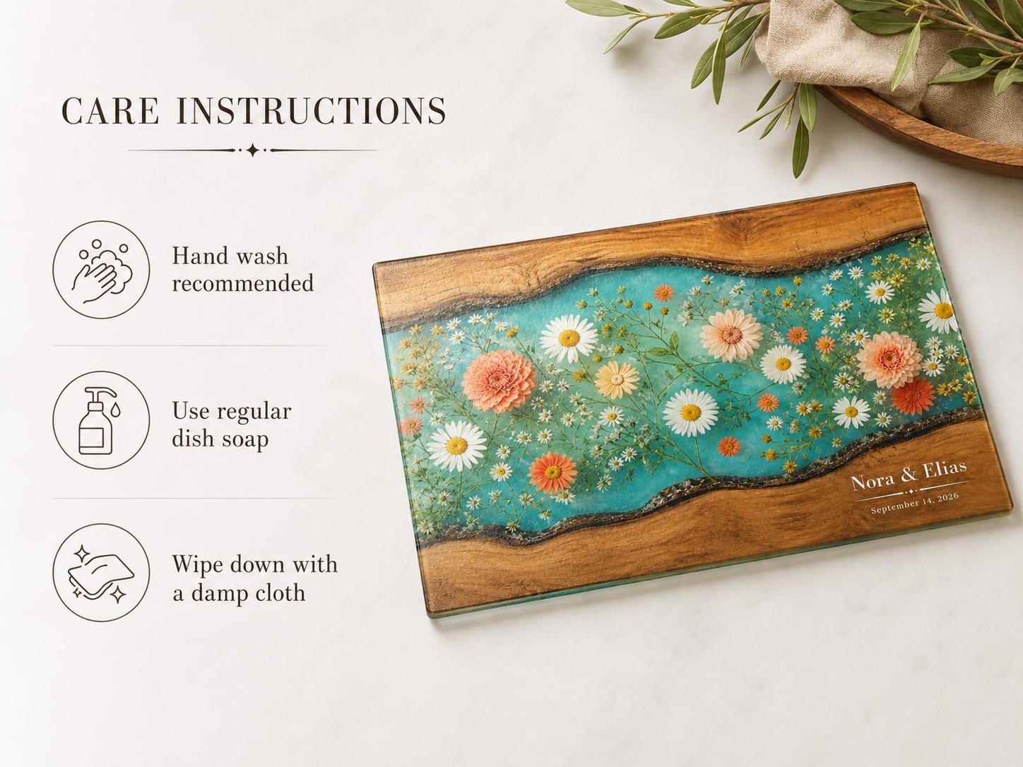 Floral Cutting Board, Personalized Charcuterie Board, Custom Kitchen Gift