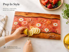 Personalized Floral Kitchen Decor Board, Coral Wildflower Serving Board, Custom Couple Housewarming Gift